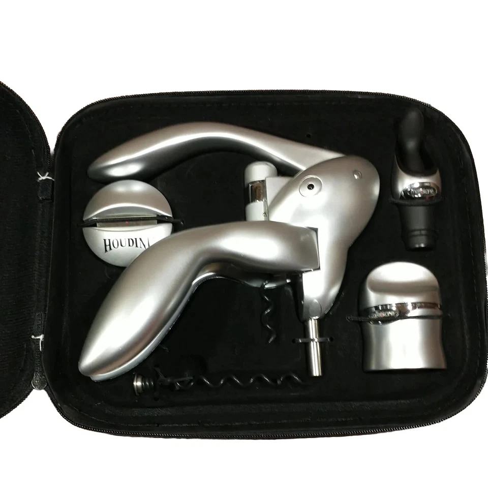 Houdini Metrokane Corkscrew In Silver Metallic & Carrying Case - Image 1 of 4