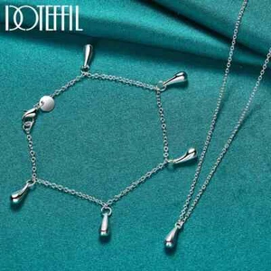 DOTEFFIL 2pz Set Collana Bracciale Goccioline Acqua Sterling 925 Argento Sterling - Foto 1 di 6