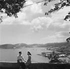 Couple Sit And Watch The Boats In 1946 Charlotte Amalie Virgin Islands OLD PHOTO