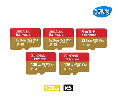 Sandisk 128GB Extreme MicroSD Memory Card GoPro HERO 10 Black Bones HERO 11 (5) - Image 1 of 2