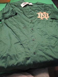 NEW NOS MAJESTIC NCAA UNIVERSITY NOTRE DAME IRISH MENS BASEBALL SHIRT GREEN XL - Picture 1 of 2