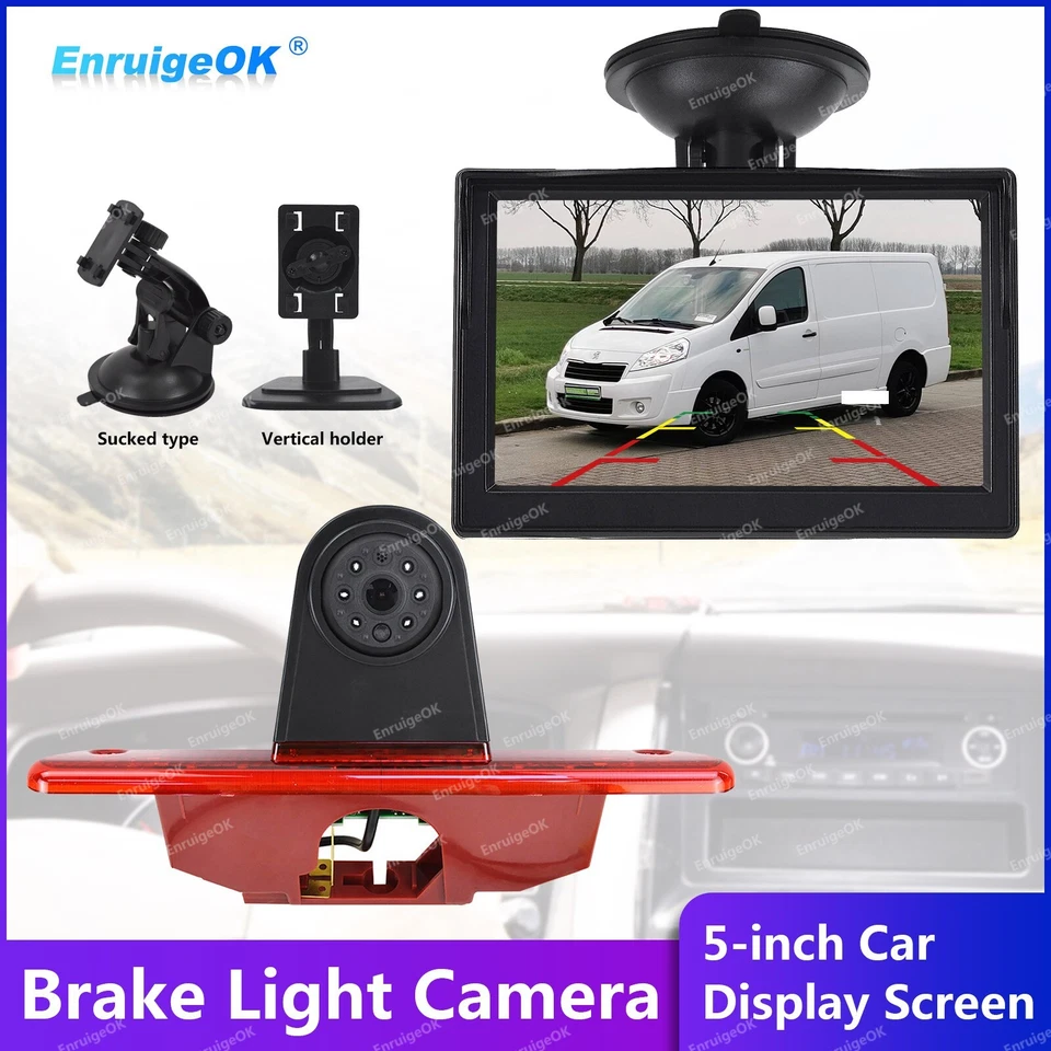 Brake Light Reversing Camera for Citroen Dispatch Peugeot Expert+ 5" Monitor Kit - Image 1 of 4
