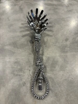 Pasta Scoop Spaghetti Server Ornate Knotted Rope Handle. Chrome. See All Pics! - Image 1 of 4