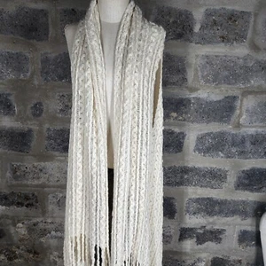 B. BOUTIQUE by Evergreen Chaleco Bufanda Tejido Blanco Crema OSFA - Imagen 1 de 7
