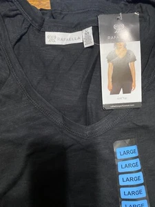 PERRY ELLIS RAFAELLA LADIES SHORT SLEEVE KNIT TOP size Large color Black  NWT - Picture 1 of 2