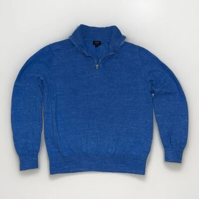 J Crew Mens M Sweater Rugged Half Zip Navy Blue Size L Model BU213 FA23 - Image 1 of 4