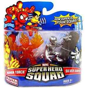 Pack de 2 mini figurines Marvel Super Hero Squad Human Torch & Silver Surfer 3 pouces