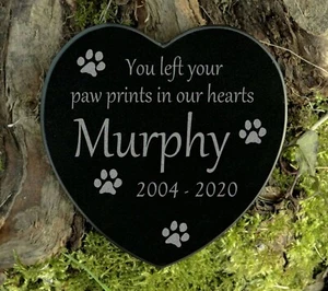 Gedenkstein Tierurne Grabherz Pfoten Marmor Gravur Hund Katze paw prints 12,5 cm - Bild 1 von 4