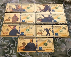 7pc 24k Gold Foil Plated Collectible Novelty Star Wars Banknote set  Chewbacca - Picture 1 of 2