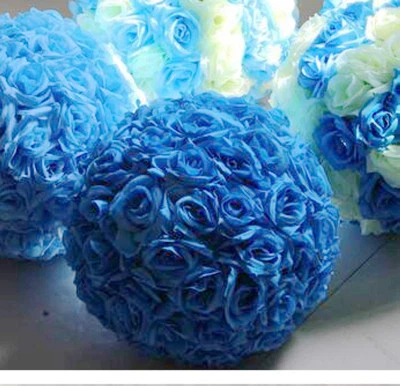 Royal Blue Rose Flower Pomander Wedding Kissing Ball 9-10 inches USA Seller - Image 1 of 3