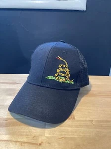 Don't Tread On Me Black Mesh Trucker Style Snapback Hat Black Mesh Snake DToM - Picture 1 of 16