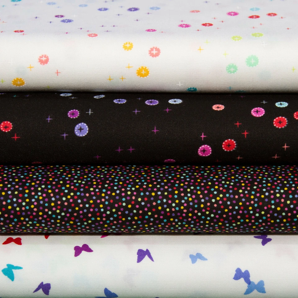 Kreise Schmetterlinge Regebogen - Farben Patchwork Stoffe Andover Fabrics