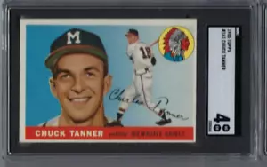 Tarjeta de béisbol Topps 1955 #161 Chuck Tanner Milwaukee Braves grado SGC 4 novato - Imagen 1 de 2
