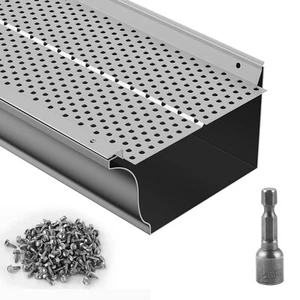 VEVOR Gutter Guard 6 in Wide 104 ft Length Cover Mesh Leaf Debris Protection - Picture 1 of 12
