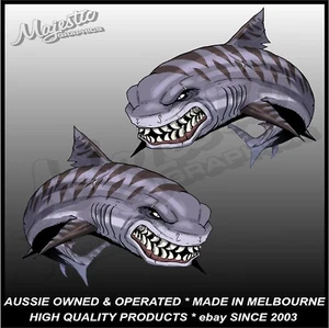 TIGER SHARKS - 330mm X 275mm X 2 - MIRRORED PAIR - BOAT DECALS - Picture 1 of 1