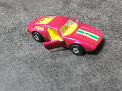 1972 Matchbox Superfast No. 32 Maserati Car Bora Pink Green Base Vintage 8 Decal - Image 1 of 4