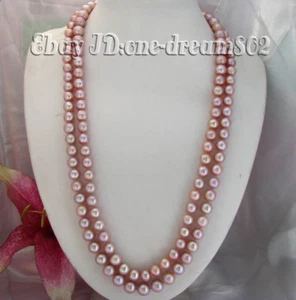 S261 50 Zoll 10 mm Runde Lila Süßwasser Perlen Halskette - Bild 1 von 4