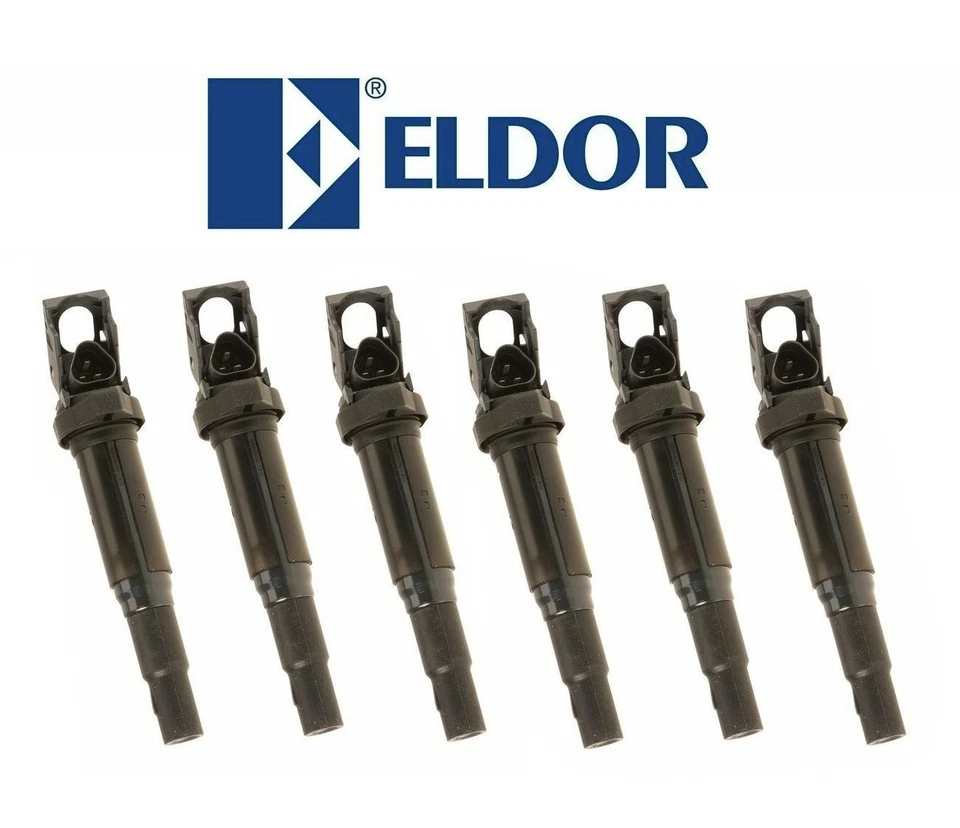 6x BMW Ignition Coils With Spark Plug Connector Version 12138657273 Eldor