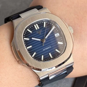 Nuevo Reloj Correa de Goma Azul Cuadrado 40mm NH35 Zafiro 10ATM Negocios Hombres Relojes - Imagen 1 de 7