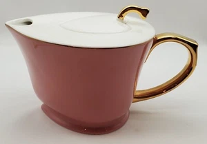 YEDI INSIDE OUT HEART PINK+WHITE GLAZE PORCELAIN TEA POT TEAPOT- - Picture 1 of 8