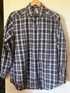 David Donahue Men's Plaid Shirt Grey Red Button Up Size Large L Long Sleeve - Picture 1 of 8