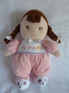 Garaanimals Rosa Mi Primera Muñeca Sonajero Marrón Trenzas Peluche Juguete Suave Bebé MORENA - Imagen 1 de 1