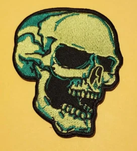 Skull Embroidered Patch approx 3x3.5"  iron sew - Picture 1 of 2