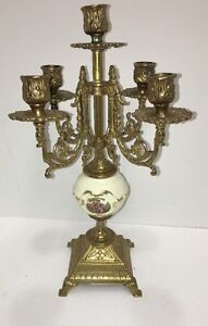 "REDUCED" Antique Baroque French Porcelain & Brass Candelabra " Exquisite "