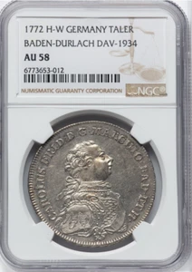 1772 H-W "Conventionsthaler" Baden-Durlach (8K Mintage) - Picture 1 of 4