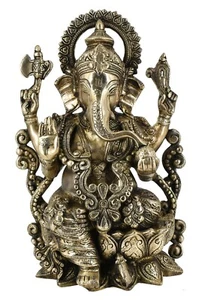 Whitewhale ottone decorazione India Mangalkari Ganesha statua decorazione casa (13 pollici) - Foto 1 di 4