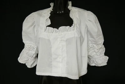 Gr.48 Dirndlbluse weiß Bluse für Dirndl Country Line mit Spitze Rüschen B11204 - Bild 1 von 4