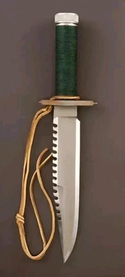 Rambo ONE Blood Survival Knife, Hunting Bowie Knife With Leather Sheath. - Image 1 of 3