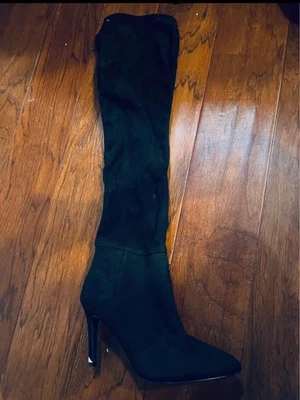 CALL IT SPRING Black Fabric Side Zip Back Tie Thigh High Boots Women’s Size 7.5 - Image 1 of 2