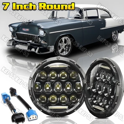 2x para Chevy Bel Air 1955-1957 7" pulgadas faros LED con halo ojos de ángel DRL Foto 1 de 4