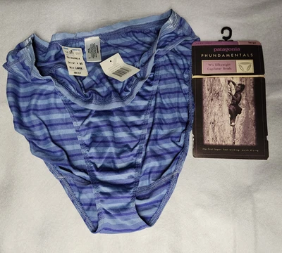 Calzoncillos capilene Patagonia para mujer peso seda rayas azules talla L nuevos con etiquetas vintage 2000 Foto 1 de 4
