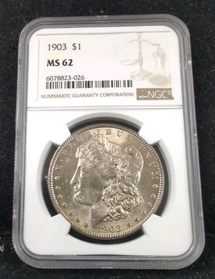 Dólar de plata Morgan 1903 $1 como nuevo 62 #6078 Foto 1 de 2