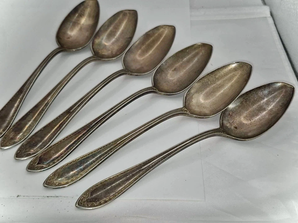 Антикварный набор ложек - 6 посеребренных ложек дизайн Oneida Community Sheraton - Изображение 1 из 4