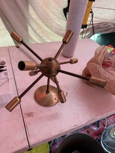 VTG 1960s Mid Century Modern Brass Sputnik Chandelier Light Fixture Atomic MCM - Picture 1 of 6