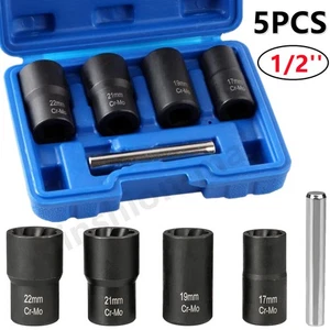 1/2" Locking Wheel Nut Remover Set Stud Bolt Impact Twist Socket Extractor Tool - Picture 1 of 14
