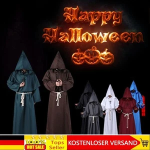 Mönch Halloween Kostüm Mönchskutte Karneval Geistlicher Priester Hoodies Umhang^ - Bild 1 von 27