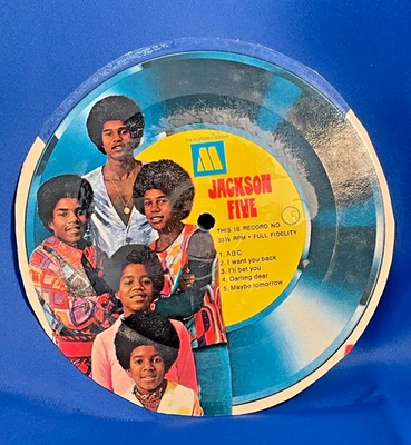 Vtg  JACKSON FIVE (#3) Cardboard Promotional Cereal Box, 33 1/3 rpm Record - Image 1 of 3