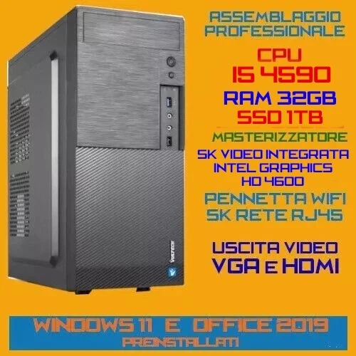 COMPUTER PC FISSO CPU INTEL i5-4590 32GB SSD1.0TB DVDRW Windows 11 + Office 2019 - Immagine 1 di 1