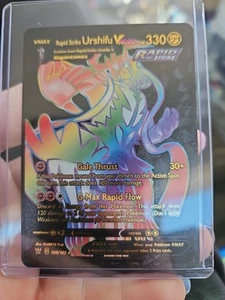 Urshifu Vmax Rainbow Black Foil Fan Art Collector Rapid Strike Pokemon 169/163 - Picture 1 of 5