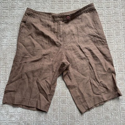 Bermudas de lino J. Jill para mujer 14 marrón informal playa viaje pierna ancha largas Foto 1 de 4