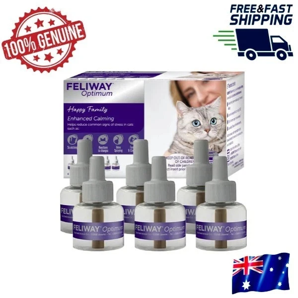 GENUINE FELIWAY Optimum Pheromone Diffuser Refill 6 Pack 48mL Happy Cats Friends - image 1 of 4