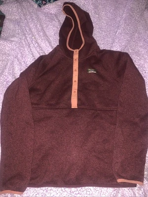 LL Bean Sudadera con Capucha Mujer Pequeña Borgoña Rojo Rosa Suéter Polar 1/2 Snap Henley Foto 1 de 4
