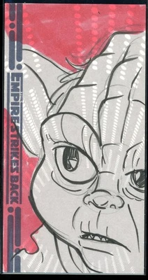 2010 Topps Star Wars ESB 3D Widevision Zack Giallongo Yoda Retail Sketch Card - Image 1 of 3