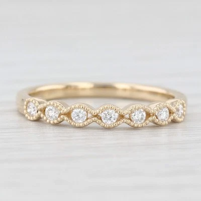 New 0.16ctw Diamond Wedding Band 14k Yellow Gold Stackable Anniversary Ring 6.5 - Image 1 of 4