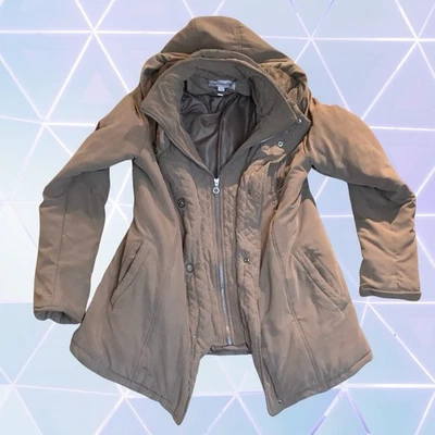 Breckenridge Women's Large Parka Beige Zip/Snap Up Quilted Winter Hooded Coat - Image 1 of 4