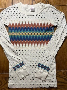 Hanna Andersson Neutral Dot Long Johns EUC Pajamas Set Size 150 ( 12 ) - Picture 1 of 5